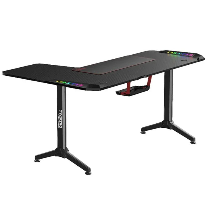 Twisted Minds Warrior L-Shaped RGB Gaming Desk (Right) Black (160*100*75cm) - Tashqila Twisted Minds Warrior L-Shaped RGB Gaming Desk (Right) Black (160*100*75cm) - Tashqila